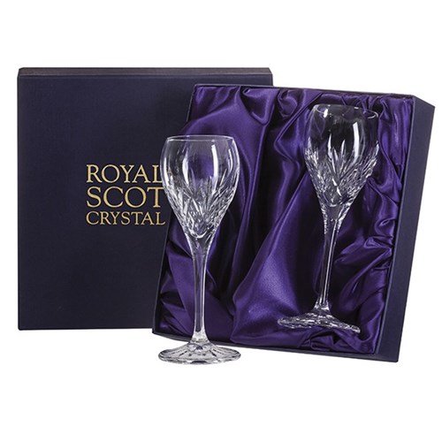 2 Royal Scot Crystal Port & Sherry Glasses - Highland - PRESENTATION BOXED - Fast Shipping